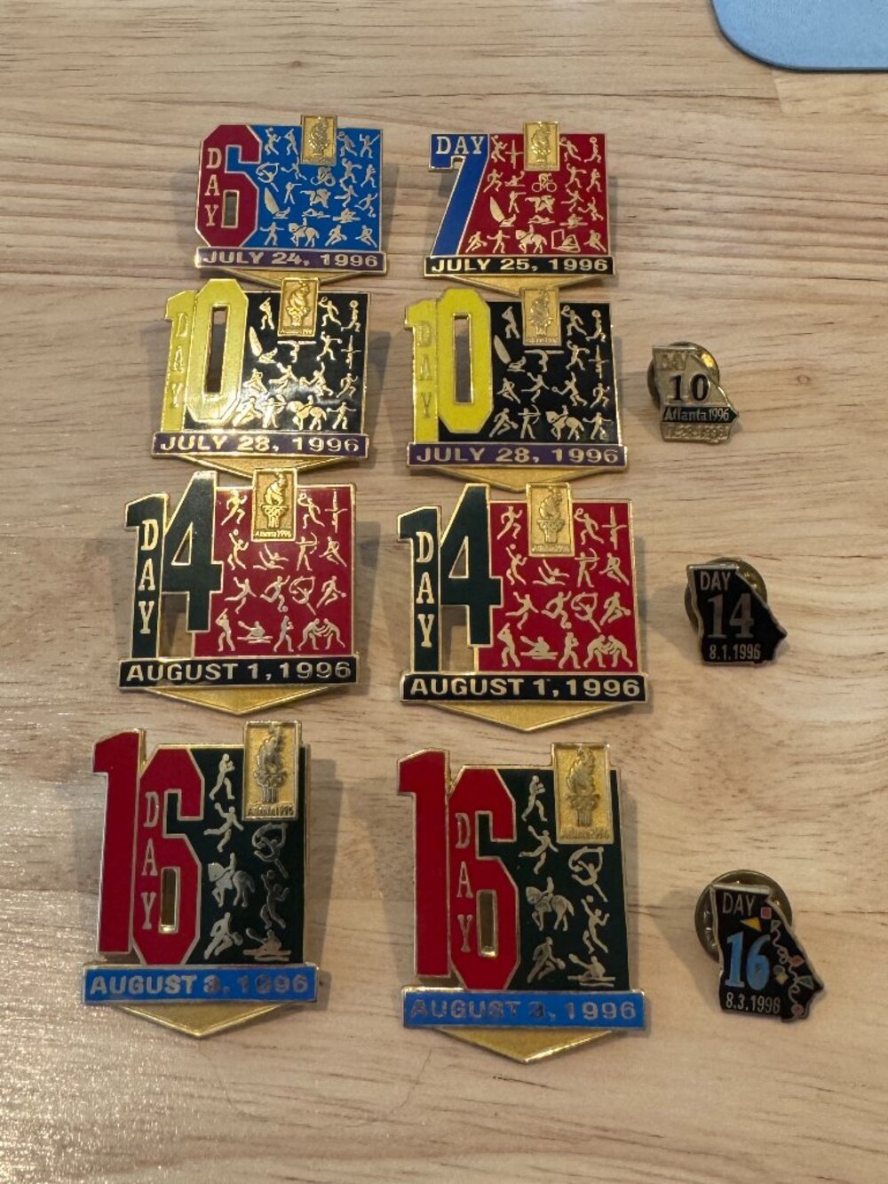 Atlanta Olympic Game Day Pin - Lot of 8 Large + 3 Small